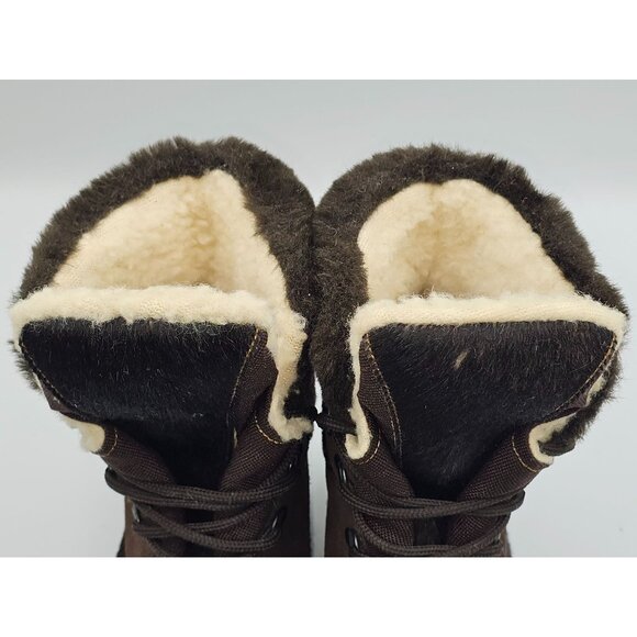 Hinher Women's Brown Leather Fur-Lined Lace-Up Boots Made In Italy Sz 8.5 (39) 2 - Picture 13 of 16